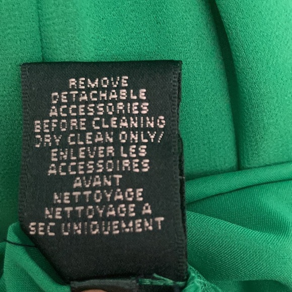 VINTAGE Ralph Lauren Green Pleated Chiffon Dress Size 10 - Picture 11 of 12